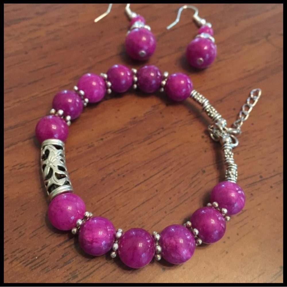 Handmade purple Jade bracelet